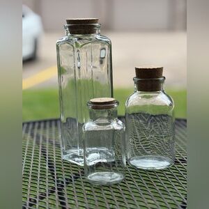 Corked bottles for decor or storage set of 3